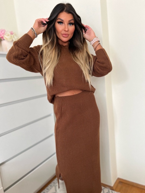 Dzianinowy komplet LULA czekolada one size