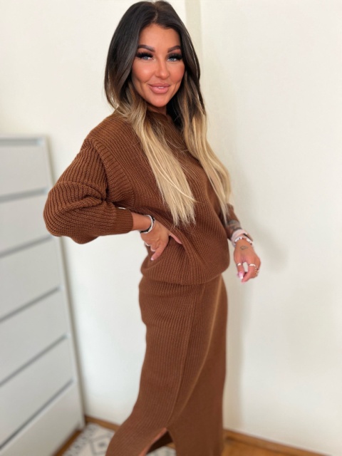 Dzianinowy komplet LULA czekolada one size