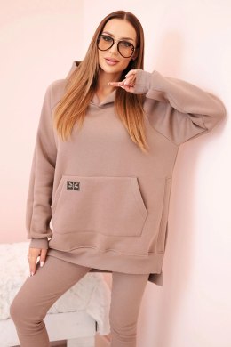 Komplet damski bawełniany bluza z kapturem i legginsy z wysokim stanem fango