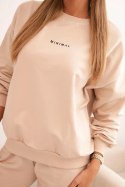 Komplet damski bawełniany z nadrukiem Minimal beżowy