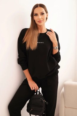 Komplet damski bawełniany z nadrukiem Minimal czarny