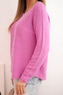 Sweterek damska z wiskozy z długim rękawem i okrągłym dekoltem fioletowy