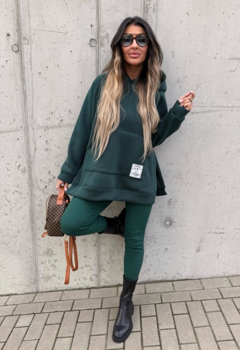 Bawełniany komplet MARION butelka | ocieplana bluza + legginsy | one size