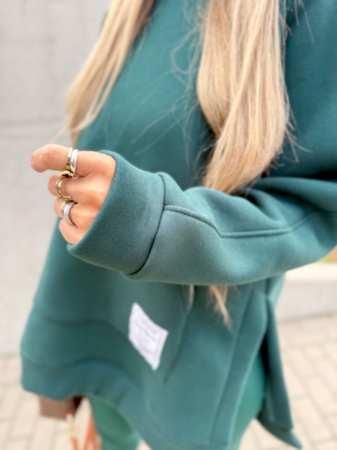 Bawełniany komplet MARION butelka | ocieplana bluza + legginsy | one size