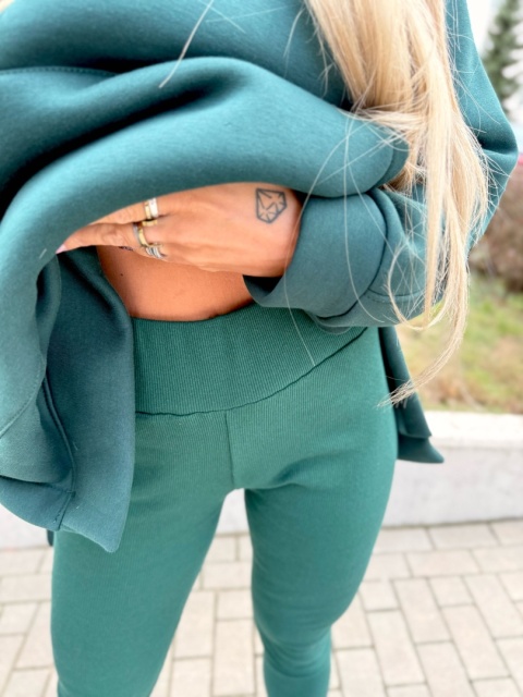 Bawełniany komplet MARION butelka | ocieplana bluza + legginsy | one size