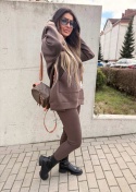 Bawełniany komplet MARION czekolada| ocieplana bluza + legginsy | one size