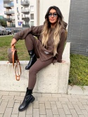 Bawełniany komplet MARION czekolada| ocieplana bluza + legginsy | one size