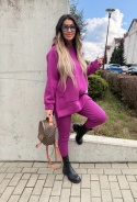 Bawełniany komplet MARION fiolet | ocieplana bluza + legginsy | one size