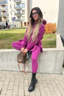 Bawełniany komplet MARION fiolet | ocieplana bluza + legginsy | one size