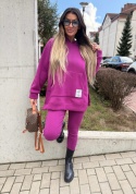 Bawełniany komplet MARION fiolet | ocieplana bluza + legginsy | one size