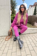 Bawełniany komplet MARION fiolet | ocieplana bluza + legginsy | one size