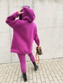 Bawełniany komplet MARION fiolet | ocieplana bluza + legginsy | one size