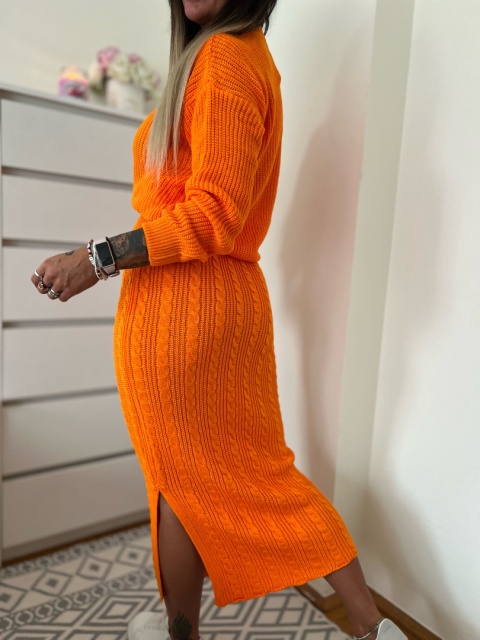 Dzianinowy komplet SASSY pomarańczowy one size