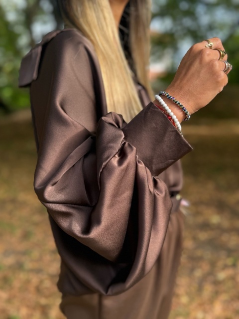 Koszula w stylu nietoperz FALLKO | CZEKOLADA| one size