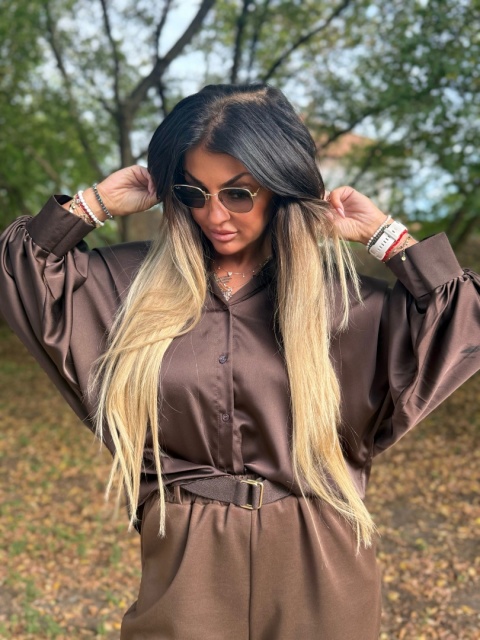 Koszula w stylu nietoperz FALLKO | CZEKOLADA| one size