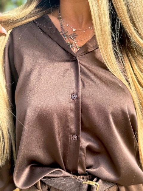 Koszula w stylu nietoperz FALLKO | CZEKOLADA| one size