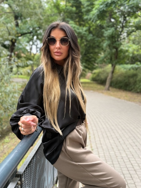 Koszula w stylu nietoperz FALLKO | CZERŃ| one size