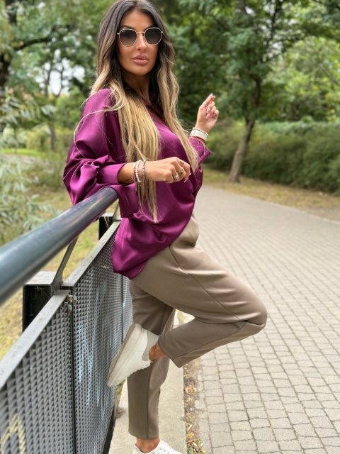 Koszula w stylu nietoperz FALLKO | ŚLIWKA | one size