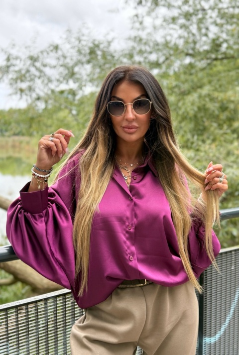 Koszula w stylu nietoperz FALLKO | ŚLIWKA | one size