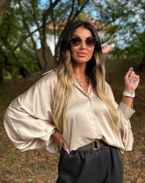 Koszula w stylu nietoperz FALLKO | SZAMPAN | one size