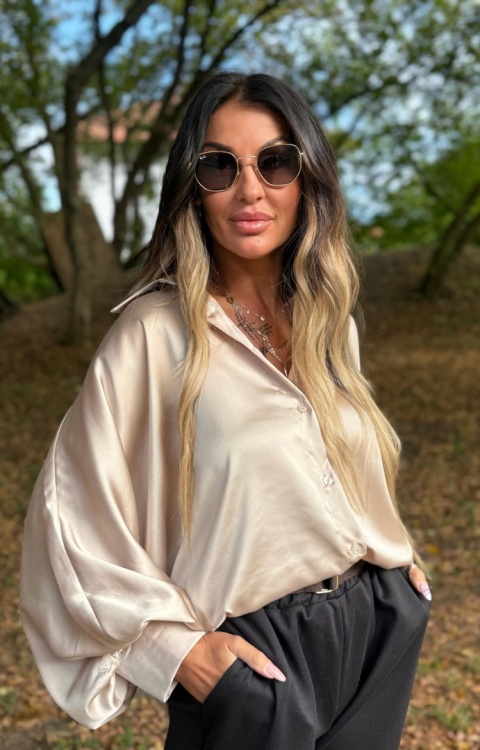 Koszula w stylu nietoperz FALLKO | SZAMPAN | one size