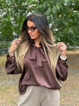 Koszula wiązana |LORD | CZEKOLADA| ściągacz przy rękawie | one size