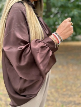 Koszula wiązana |LORD | CZEKOLADA| ściągacz przy rękawie | one size