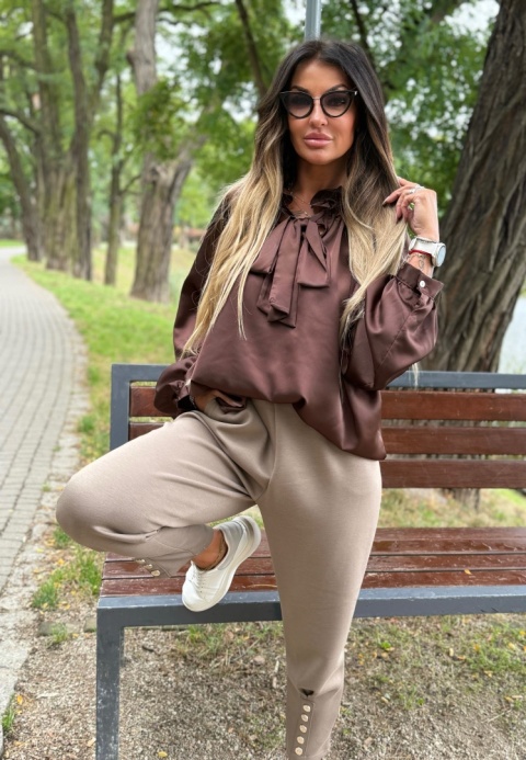 Koszula wiązana |LORD | CZEKOLADA| ściągacz przy rękawie | one size