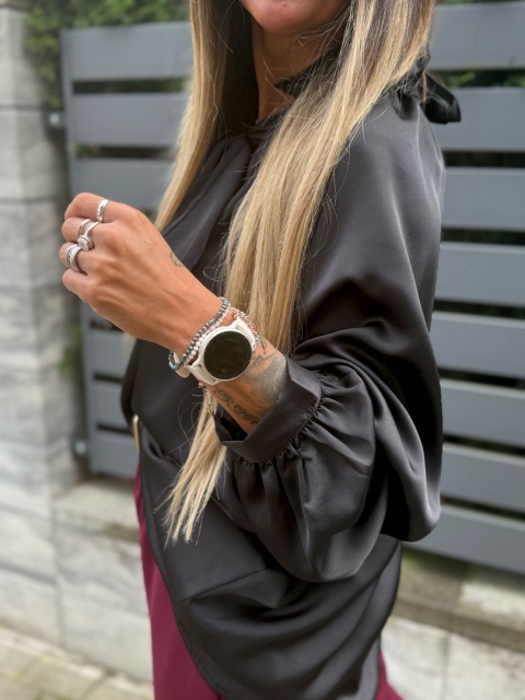 Koszula wiązana |LORD | CZERŃ| ściągacz przy rękawie | one size