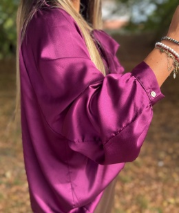 Koszula wiązana |LORD | ŚLIWKA| ściągacz przy rękawie | one size