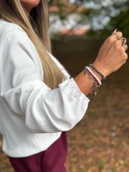 Koszula z żabotem PARI | BIEL| ściągacz przy rękawie | one size