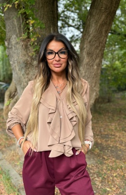 Koszula z żabotem PARI | FANGO| ściągacz przy rękawie | one size