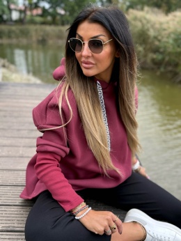 Ocieplana bluza MARIO z kominem/kapturem | BORDO| one size | polski produkt