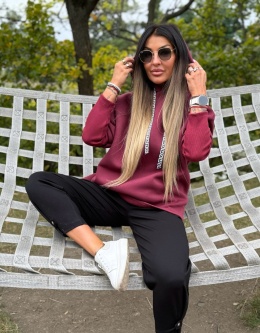 Ocieplana bluza MARIO z kominem/kapturem | BORDO| one size | polski produkt