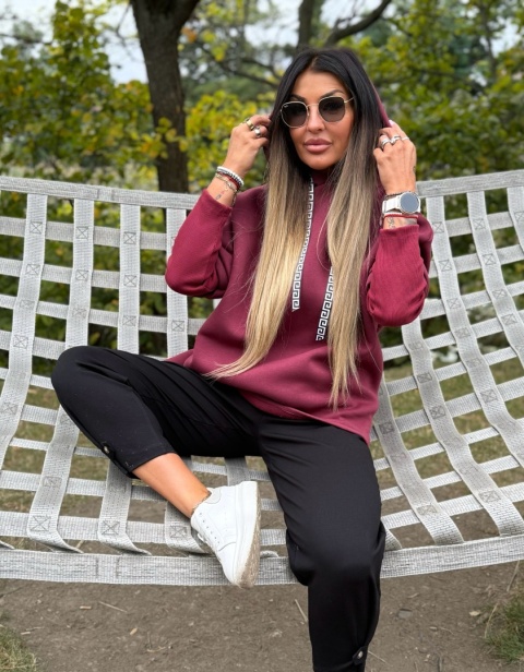 Ocieplana bluza MARIO z kominem/kapturem | BORDO| one size | polski produkt