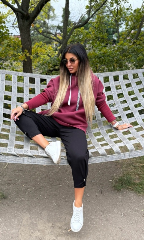 Ocieplana bluza MARIO z kominem/kapturem | BORDO| one size | polski produkt