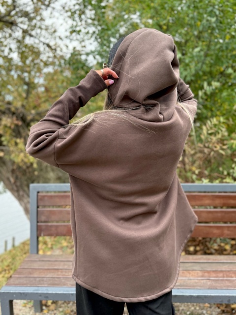 Ocieplana bluza MARIO z kominem/kapturem | CZEKOLADA | one size | polski produkt