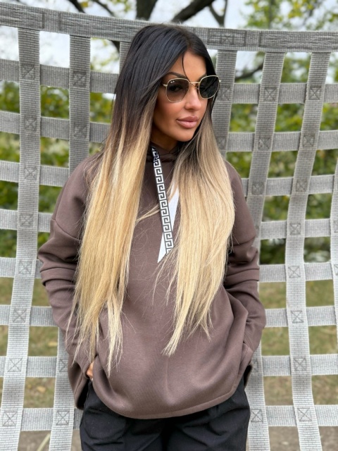 Ocieplana bluza MARIO z kominem/kapturem | CZEKOLADA | one size | polski produkt