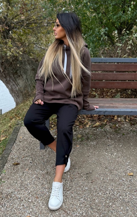 Ocieplana bluza MARIO z kominem/kapturem | CZEKOLADA | one size | polski produkt