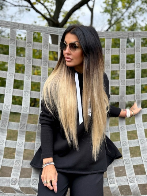 Ocieplana bluza MARIO z kominem/kapturem | CZERŃ | one size | polski produkt