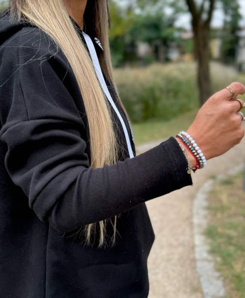 Ocieplana bluza MARIO z kominem/kapturem | CZERŃ | one size | polski produkt