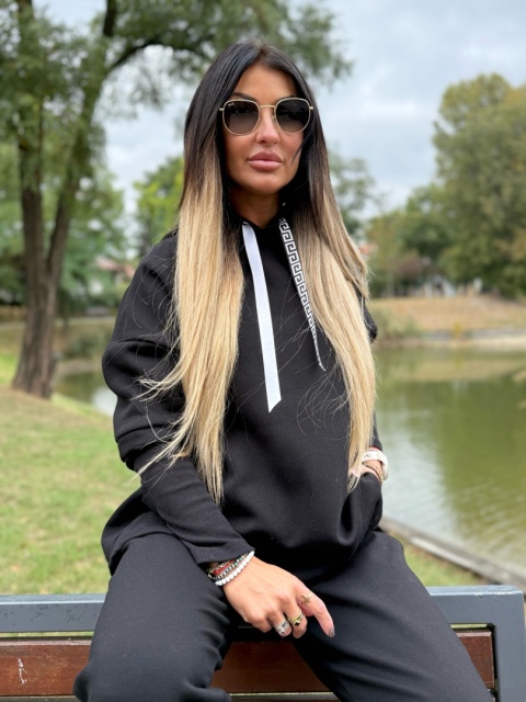 Ocieplana bluza MARIO z kominem/kapturem | CZERŃ | one size | polski produkt