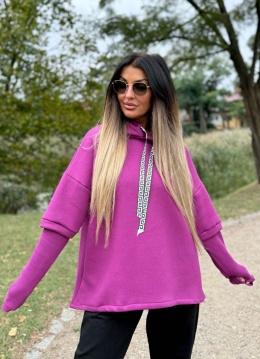 Ocieplana bluza MARIO z kominem/kapturem | ŚLIWKA| one size | polski produkt