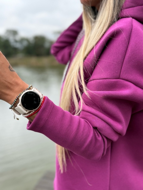 Ocieplana bluza MARIO z kominem/kapturem | ŚLIWKA| one size | polski produkt