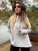 Ocieplana bluza MARIO z kominem/kapturem | SZARY | one size | polski produkt