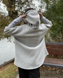 Ocieplana bluza MARIO z kominem/kapturem | SZARY | one size | polski produkt