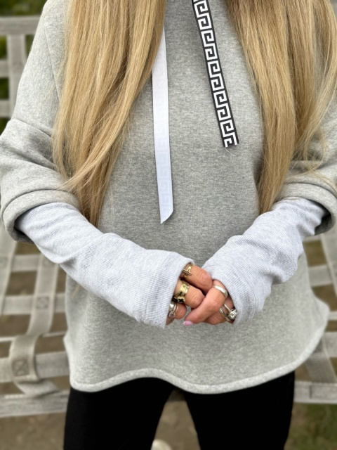 Ocieplana bluza MARIO z kominem/kapturem | SZARY | one size | polski produkt