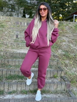 Ocieplany komplet dresowy z kapturem ROBINN I BORDO | one size