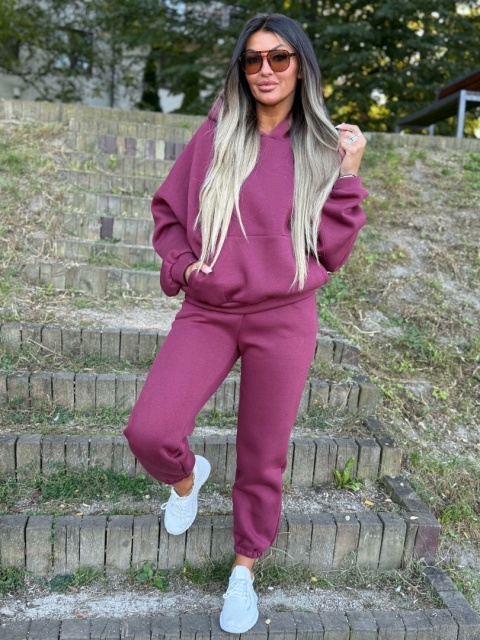 Ocieplany komplet dresowy z kapturem ROBINN I BORDO | one size