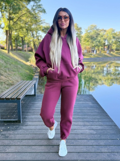 Ocieplany komplet dresowy z kapturem ROBINN I BORDO | one size